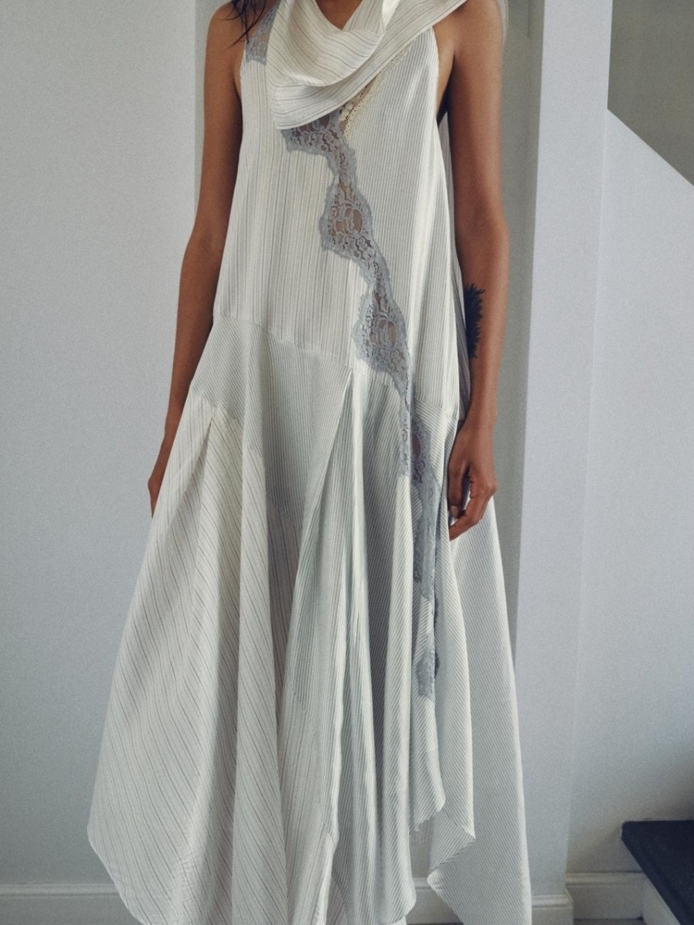 Zara White Halter Lace-Trim Maxi Dress - Picture 2 of 9